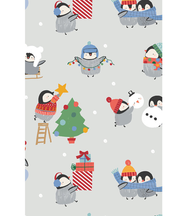 Angel Dear Gray Holiday Penguins 2 Way Zip Footie
