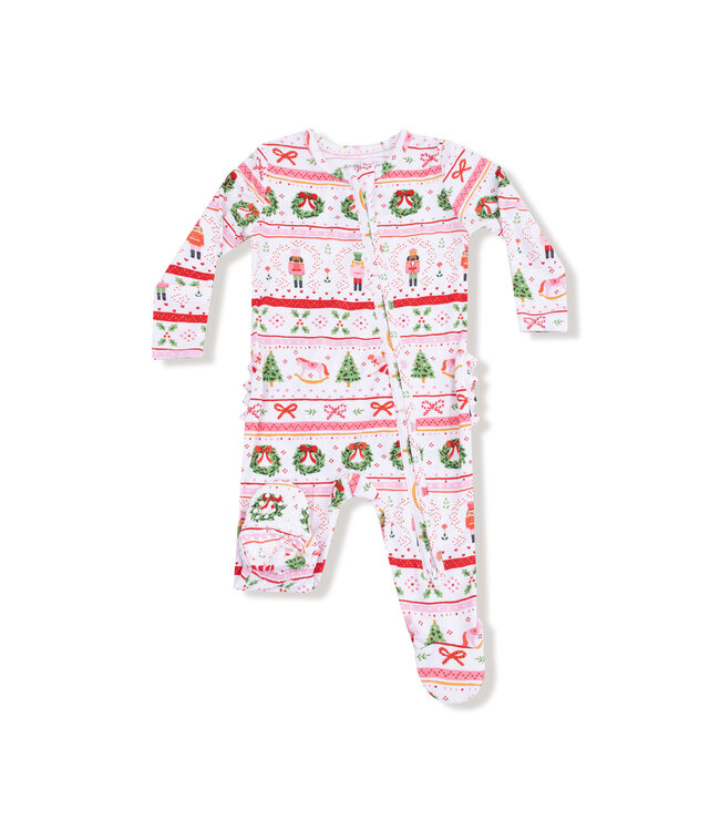 Angel Dear Sugar Plum Fairy Nutcracker Fair Isle Pink 2 Way Zip Footie