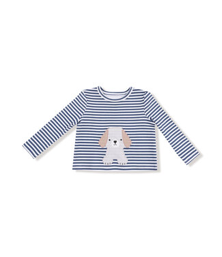 Angel Dear White/Navy Stripes w/Puppy Cotton Jersey L/S Shirt