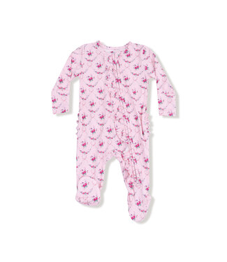 Angel Dear Pink Rose Garden Trellis 2 Way Ruffle Zip Footie