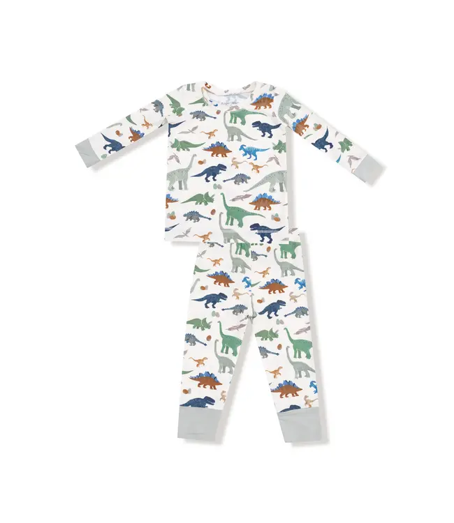 Angel Dear Ivory/Green Washy Dinos L/S Loungewear Set