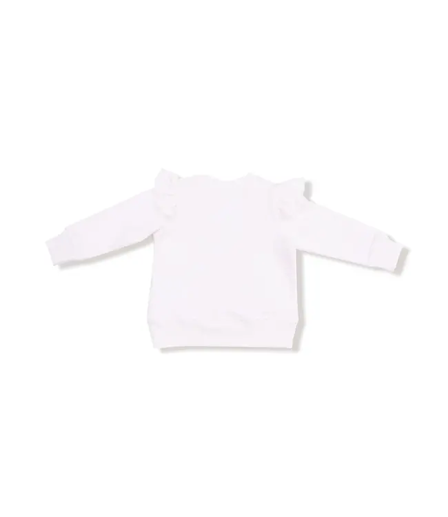 Angel Dear White Gingerbread Ruffle Shoulder Sweatshirt