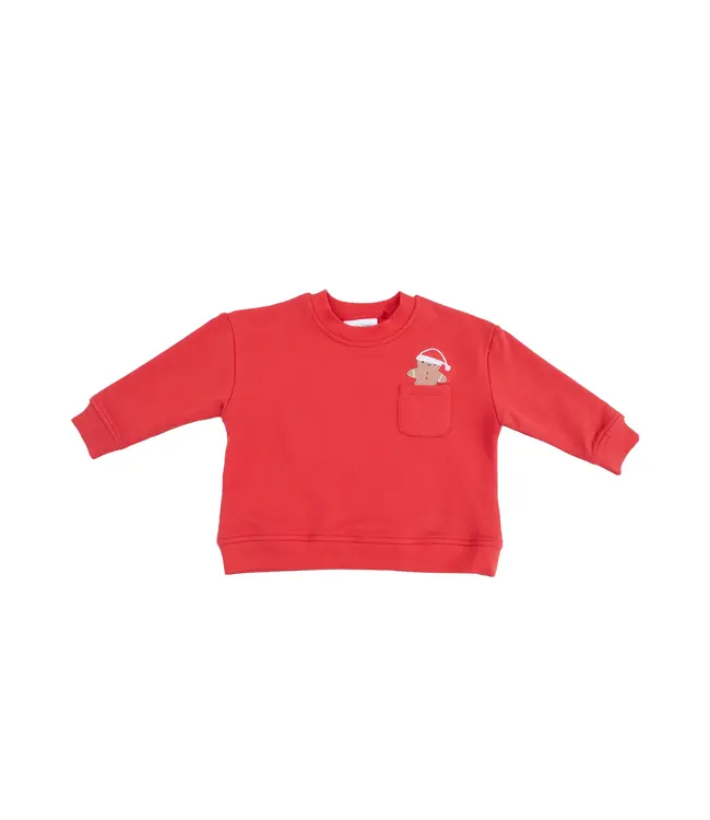 Angel Dear White/Red Gingerbread Drop Sleeve Sweatshirt w/Pocket