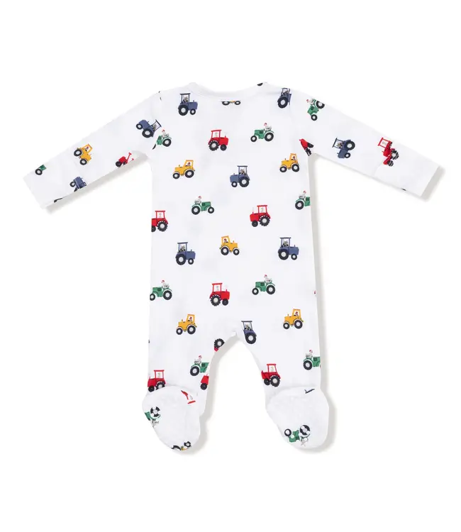 Angel Dear White/Blue Mini Tractors 2 Way Zip Footie