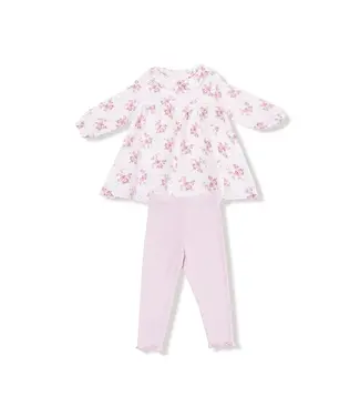 Angel Dear Lt. Pink Belle Rosette Dot L/S Petal Collar Dress & Legging