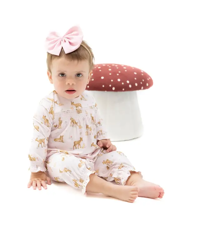 Angel Dear Little Fawn Smocked L/S Romper