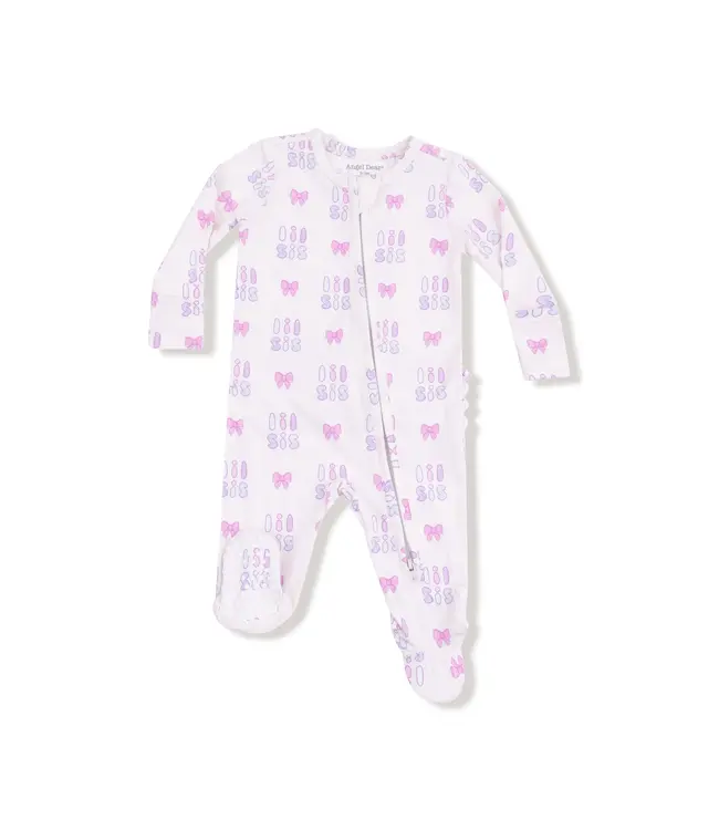 Angel Dear Lil Sis 2 Way Zip Ruffle Back Footie