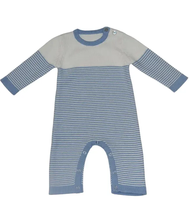 A Soft Idea Blue Seed Stitch Striped Onesie