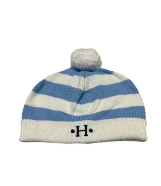 A Soft Idea Cotton Baby Hat w/Stripes and Pompoms