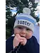 A Soft Idea Cotton Baby Hat w/Stripes and Pompoms
