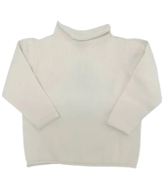 A Soft Idea White Jersey Rollneck Sweater