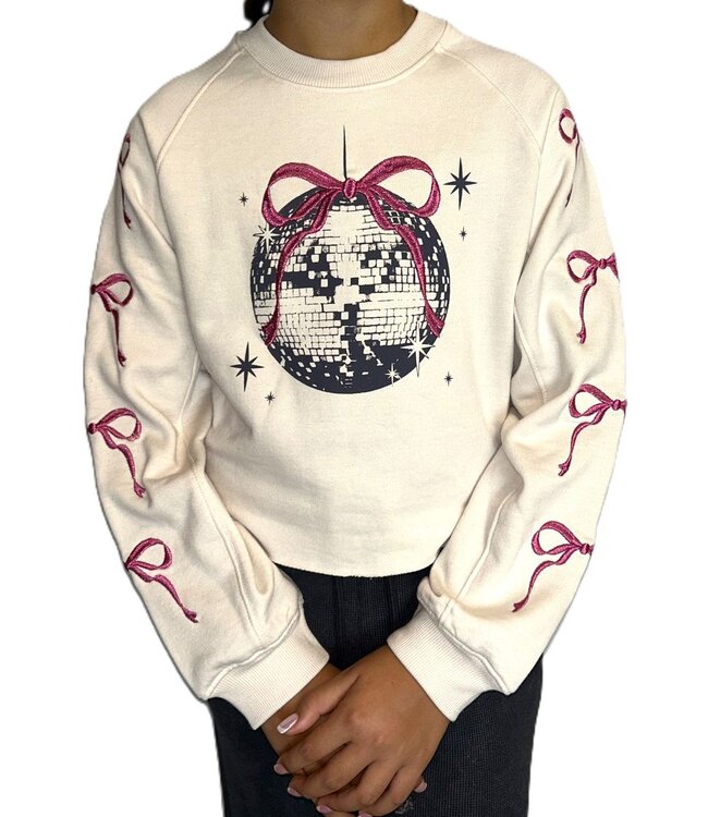 Paper Flower Pastel Bows & Disco Ball Sweatshirt