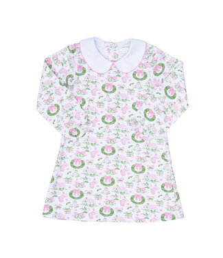 The Oaks Apparel Pink & Green Holiday Toile Presley Kait Dress