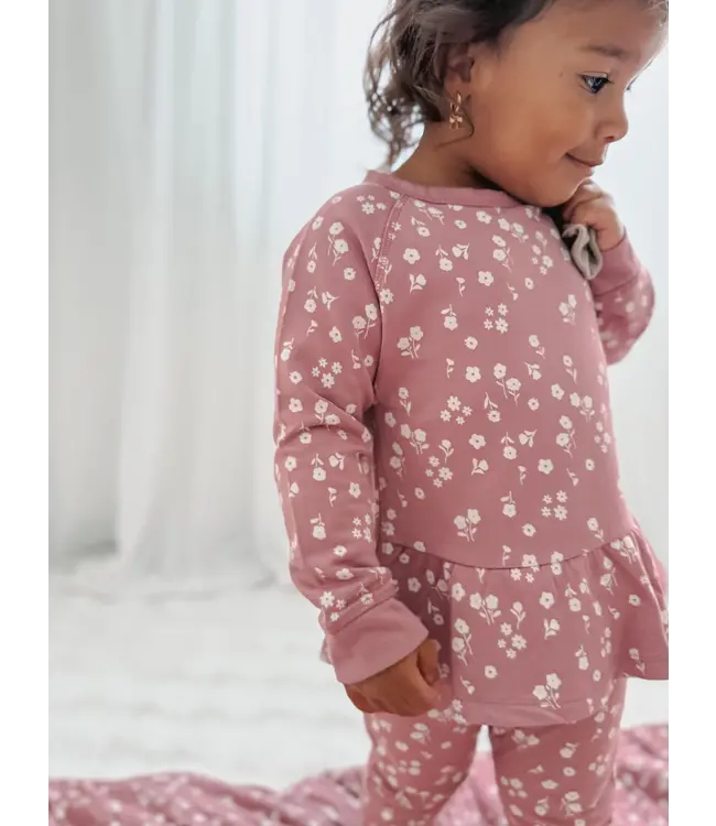 gunamuna Mini Floral Ruffled Sweatsuit