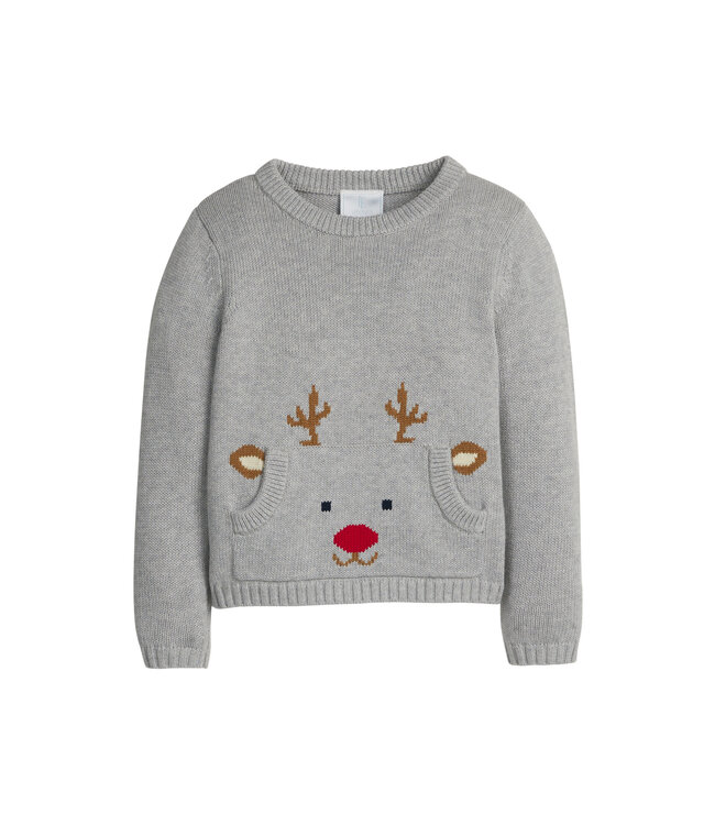 Little English Reindeer Pocket Intarsia Sweater
