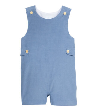 Little English Stormy Blue Corduroy Button Tab John John