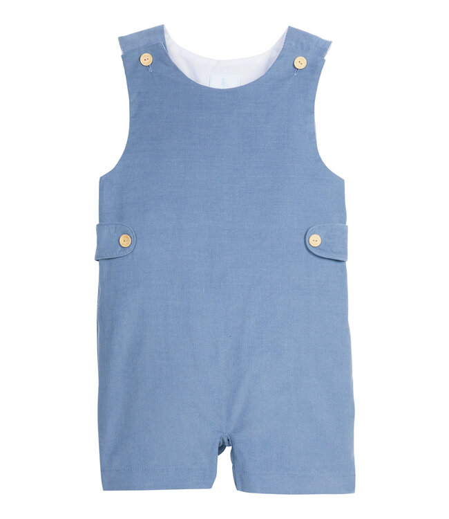 Little English Stormy Blue Corduroy Button Tab John John