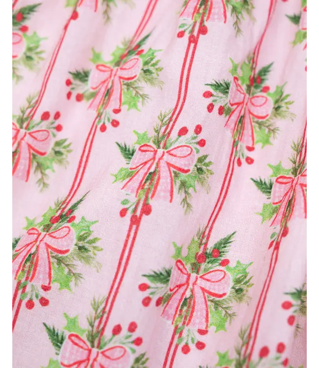 Smocking Bird Holiday Bow Striped Dress