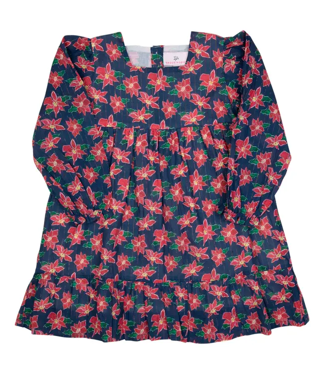 Smocking Bird Poinsettia Gold Lurex Dress