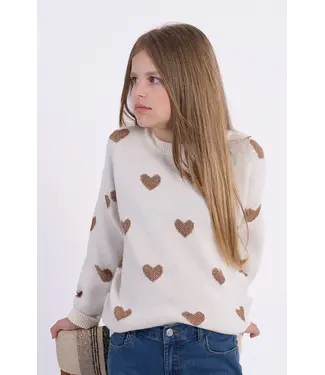 Molly Bracken Off White w/Gold Hearts Knitted Sweater