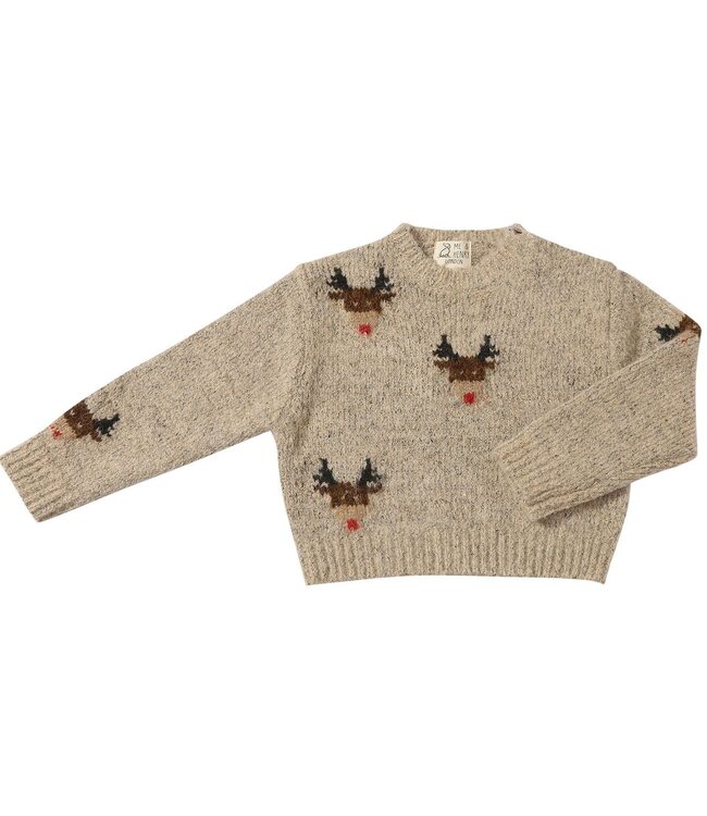 Me & Henry Beige Reindeer Rudy Sweater