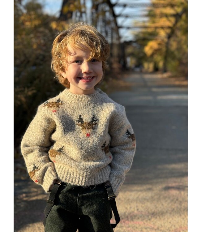 Me & Henry Beige Reindeer Rudy Sweater