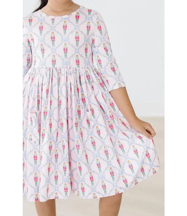 Mila & Rose Pink Nutcracker 3/4 Sleeve Pocket Twirl Dress