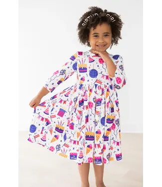 Mila & Rose Happy Birthday 3/4 Sleeve Pocket Twirl Dress