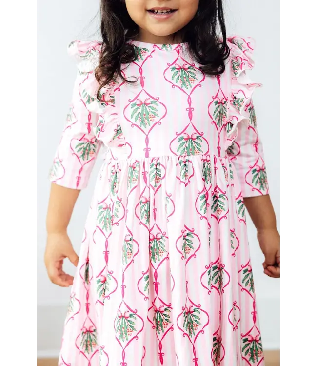Mila & Rose Merry Mistletoe 3/4 Sleeve Ruffle Twirl Dress
