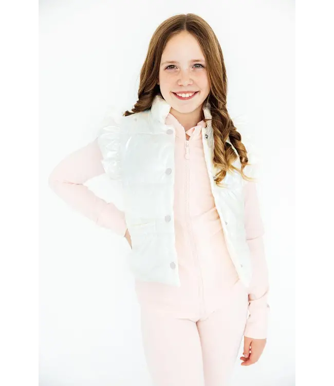 Mila & Rose White Checker Puffer Vest