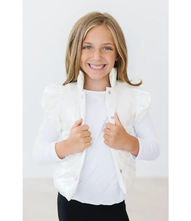 Mila & Rose White Checker Puffer Vest