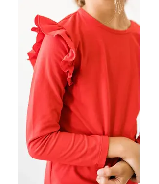 Mila & Rose Red L/S Ruffle Tee