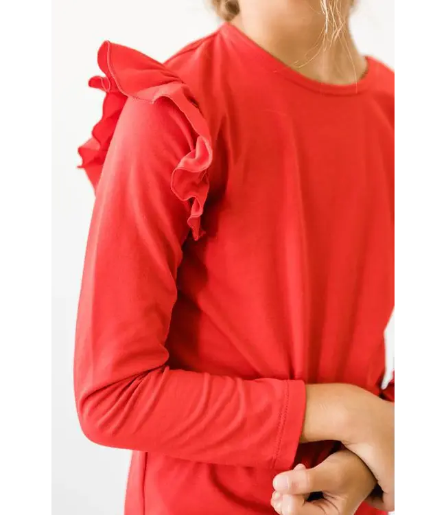 Mila & Rose Red L/S Ruffle Tee