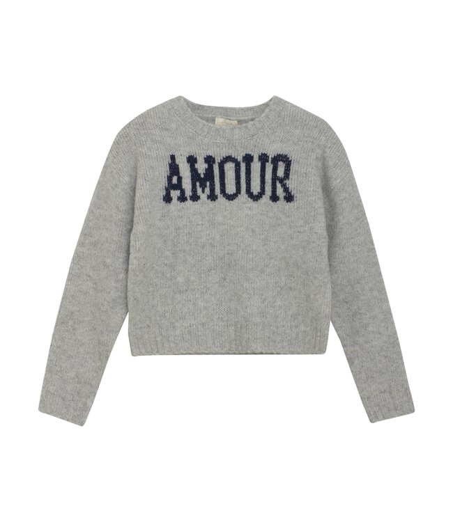 Creamie Light Grey Melange Knit Amour Pullover