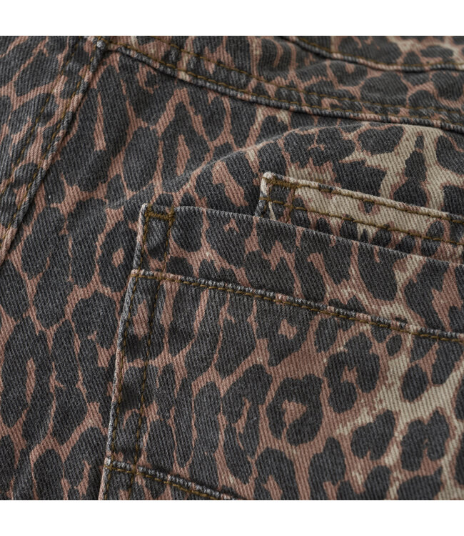 Creamie Brown Leopard Wide Leg Jeans