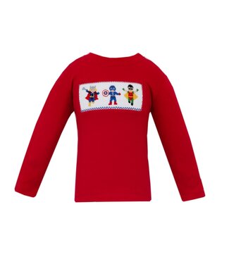 Anavini Red Knit Super Hero L/S T-Shirt