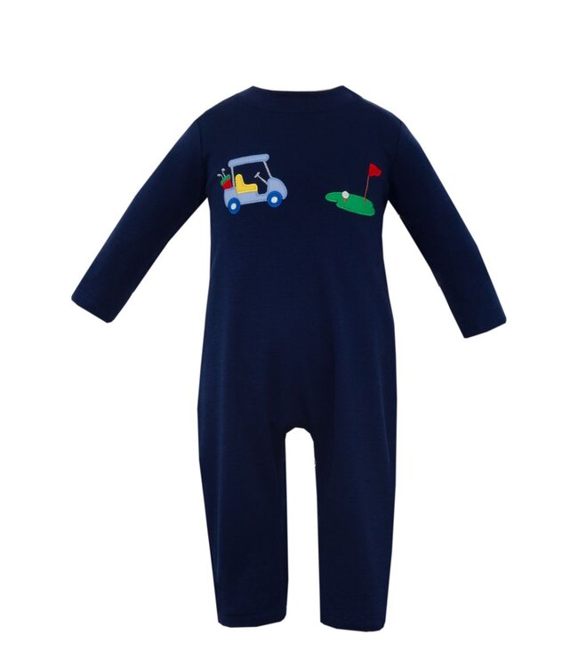 Claire & Charlie Navy Knit Golf Long Romper