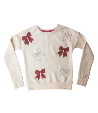 Sweet Soul Gardenia Sequin Bows Sweatshirt