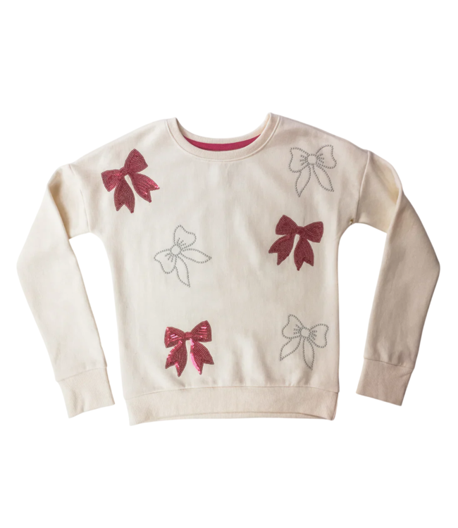 Sweet Soul Gardenia Sequin Bows Sweatshirt