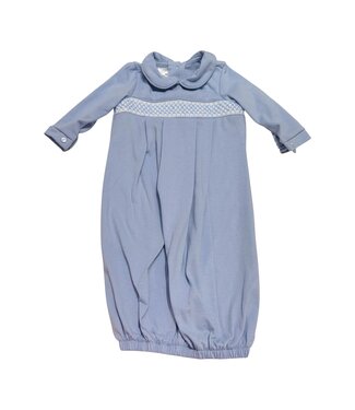 Baby Blessings Blue/White Geometric Levi Gown