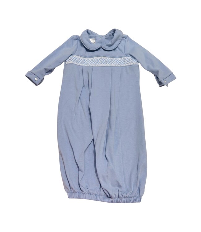 Baby Blessings Blue/White Geometric Levi Gown