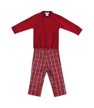 Red/White Plaid Pant Set