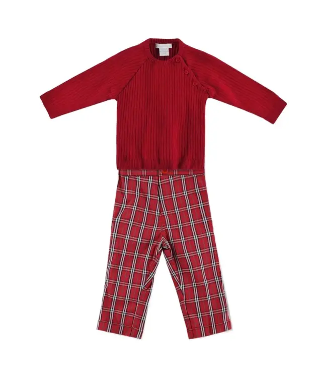 Red/White Plaid Pant Set