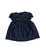 Navy Floral Smocked Silk S/S Dress