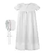 Long Bullion Cross Girl Christening Gown & Bonnet