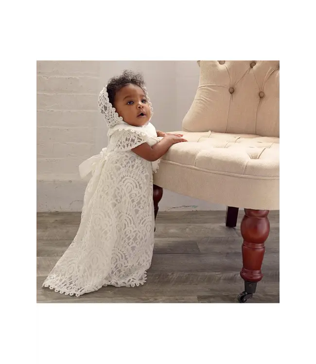 Lace Christening Gown with Bonnet