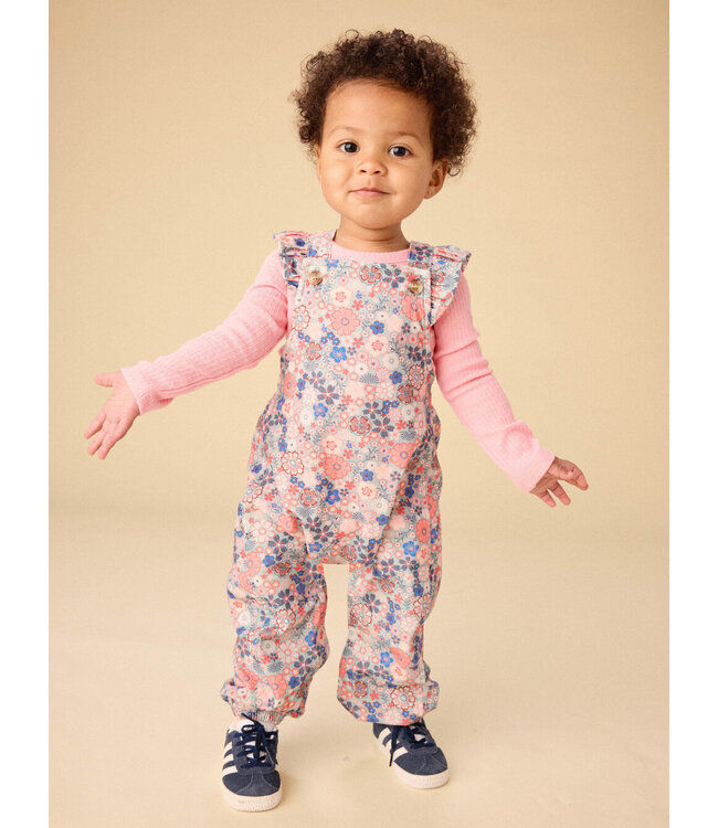 Tea Collection Japanese Mini Floral Corduroy Ruffle Baby Overalls