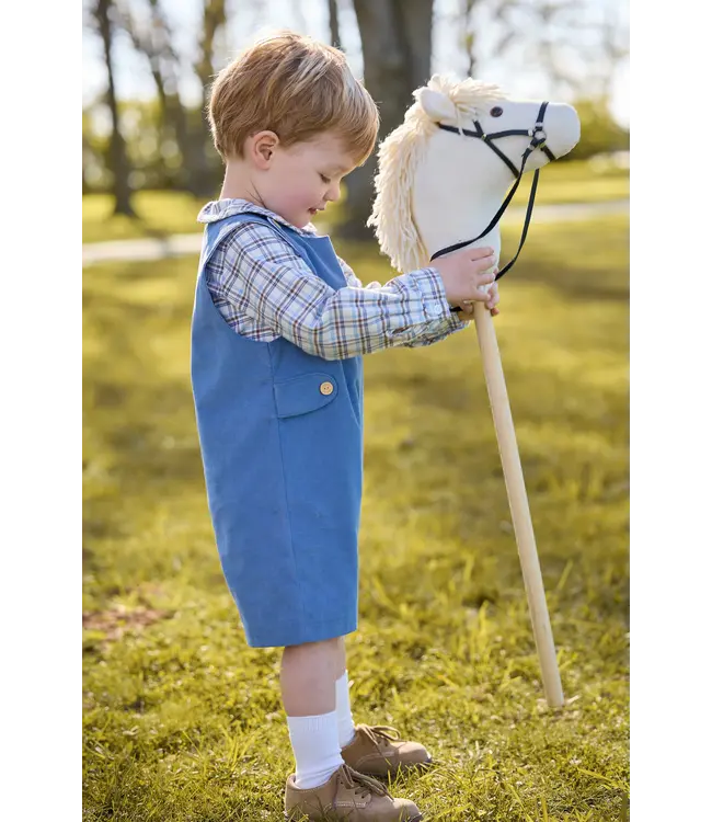 Little English Stormy Blue Corduroy Button Tab John John