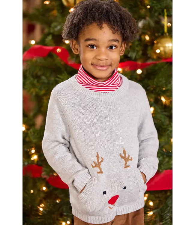 Little English Reindeer Pocket Intarsia Sweater