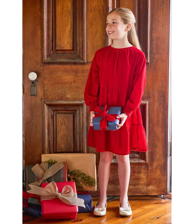 Little English Red Velvet Emerson Dress